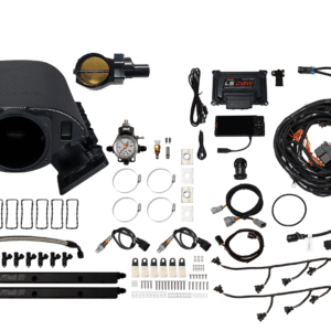 Complete car alarm and wiring kit with various components and connectors.