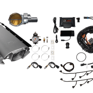 Car turbocharger kit with wiring and accessories.