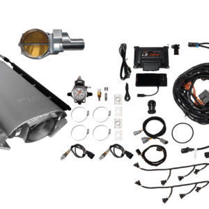 Components of a vehicle propane fuel system kit laid out.