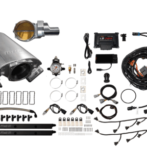 Complete exhaust system kit with various components and wiring.