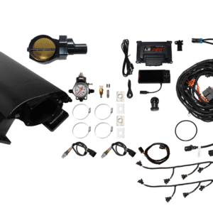 Complete automotive wiring harness kit with connectors and tools.