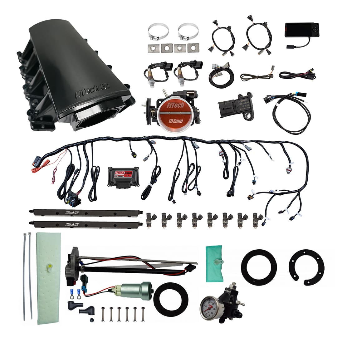 <span style="color:#ED3237;">76118</span><br>Ultimate LS 750 HP EFI System With Short LS7 Port Intake, Transmission Control, In Tank 440 LPH Pump Module & Go Fuel Regulator Master Kit