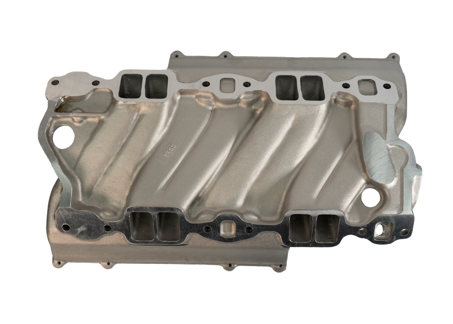 <span style="color:#ED3237;">92200</span><br>Offenhauser Intake Manifold, Small Block Chevy, Low Profile Dual Quad Cross-Ram, Complete Base, Top, w/linkage and hardware - Image 3
