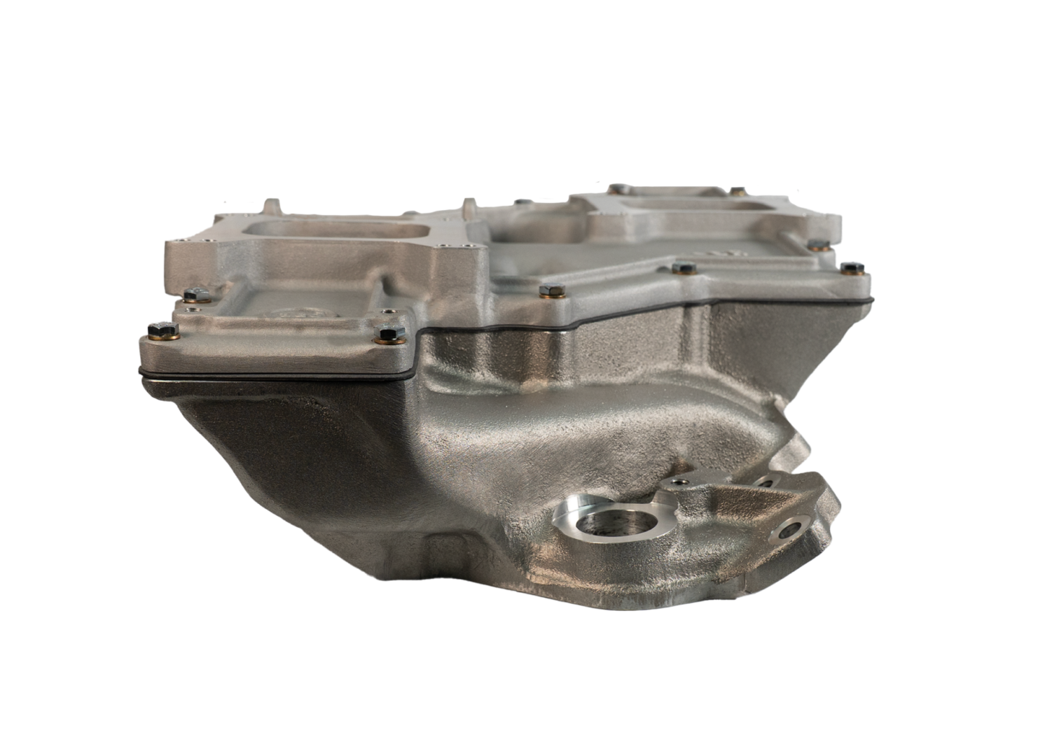 <span style="color:#ED3237;">92200</span><br>Offenhauser Intake Manifold, Small Block Chevy, Low Profile Dual Quad Cross-Ram, Complete Base, Top, w/linkage and hardware - Image 2