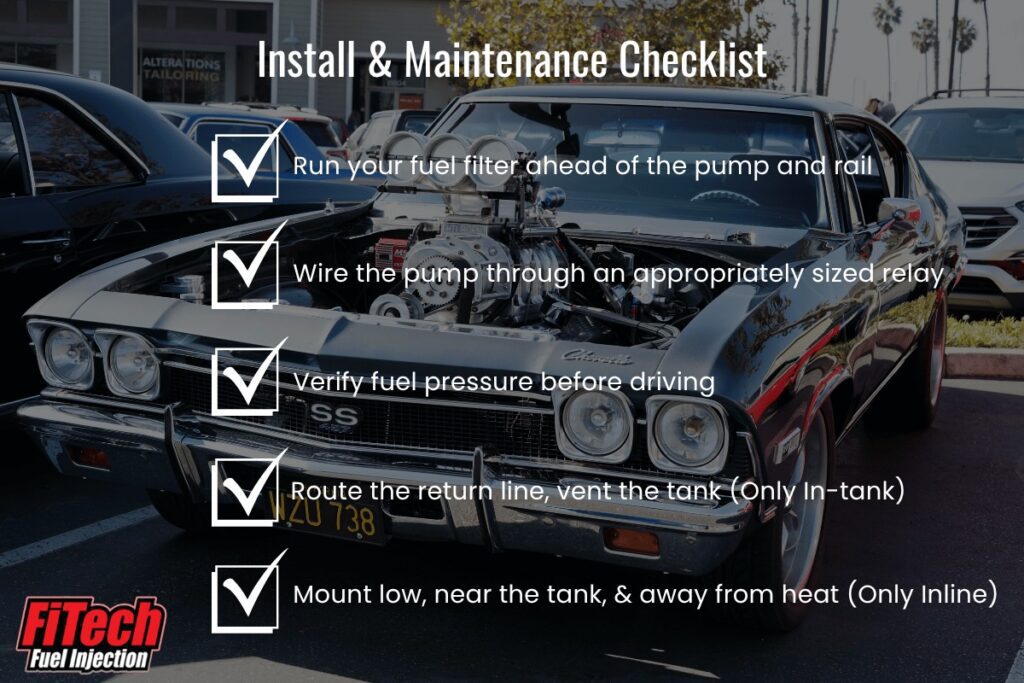 FiTech install and maintenance checklist infographic