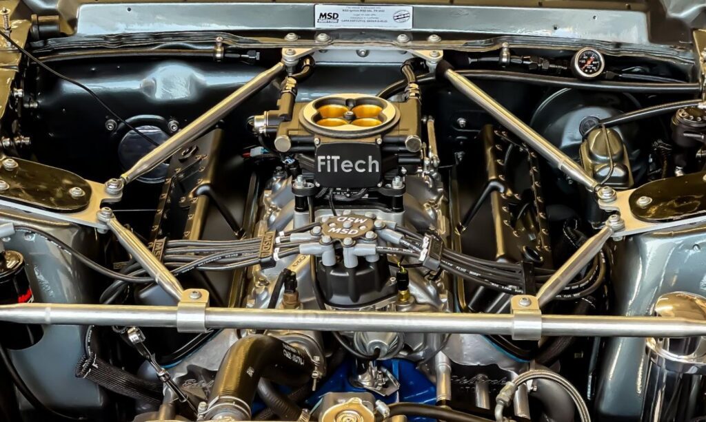 car hood open with a fitech system inside