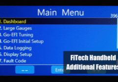 FiTech device menu with multiple options.